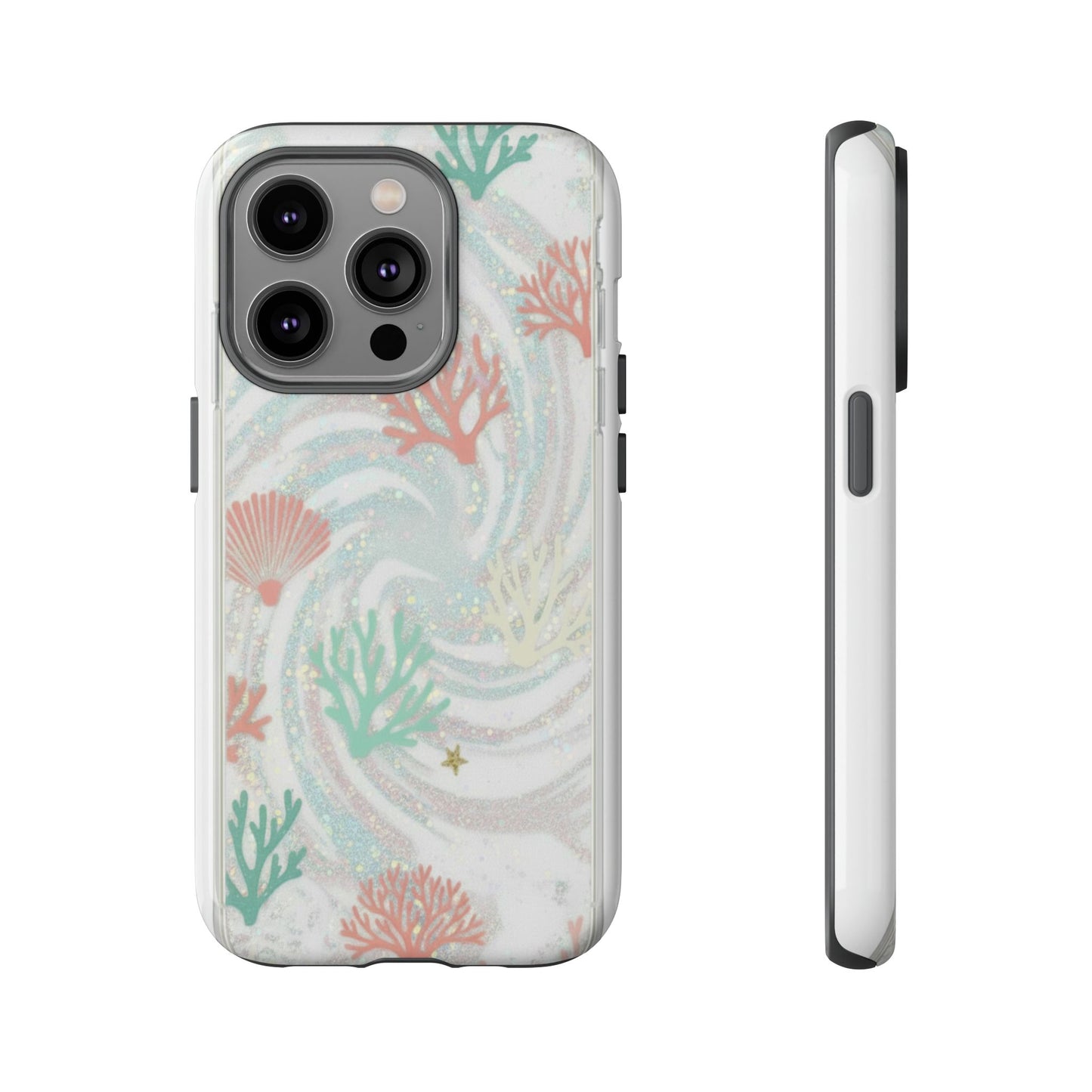 Seafoam Coral Tough Phone Case - Pastel Ocean Wave Design