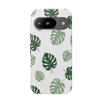 Monstera Leaf Tough Phone Case – Tropical Green Palm Pattern Protective Cover