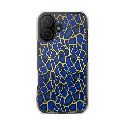 Blue & Gold Giraffe Pattern Clear Magnetic Phone Case