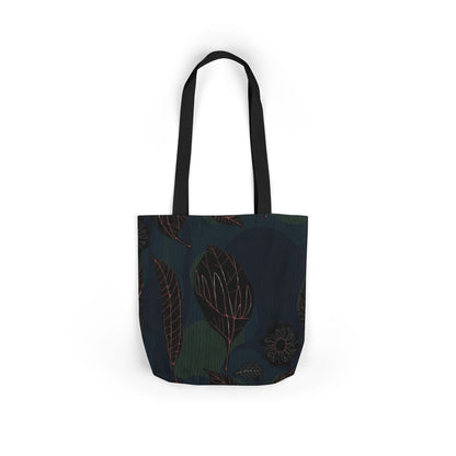 Dark Botanical Canvas Tote Bag with Floral Print