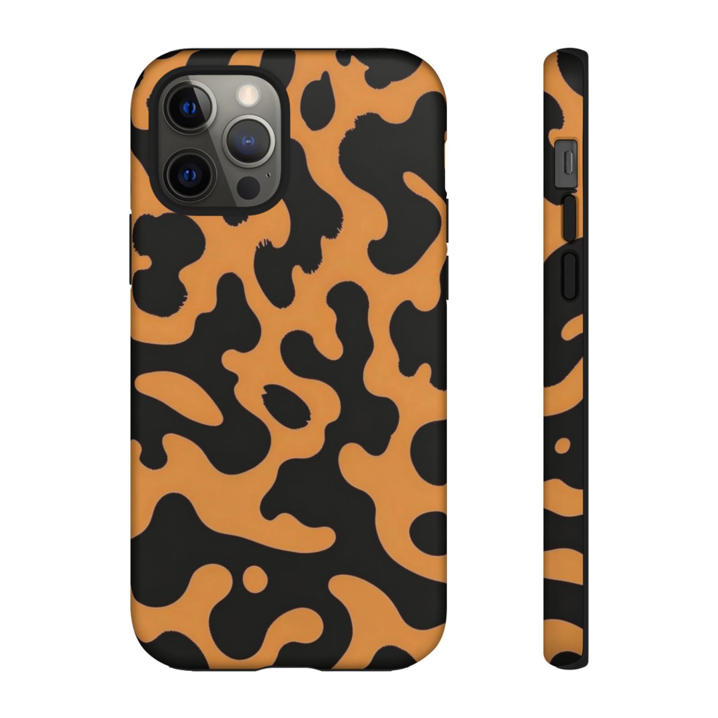 Leopard Print Phone Case — Orange & Black Tough Pattern Protective Cover