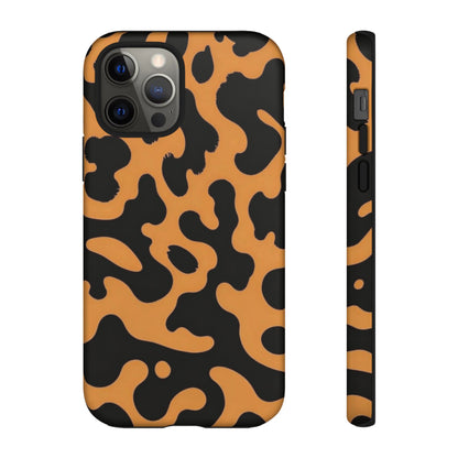 Leopard Print Phone Case — Orange & Black Tough Pattern Protective Cover