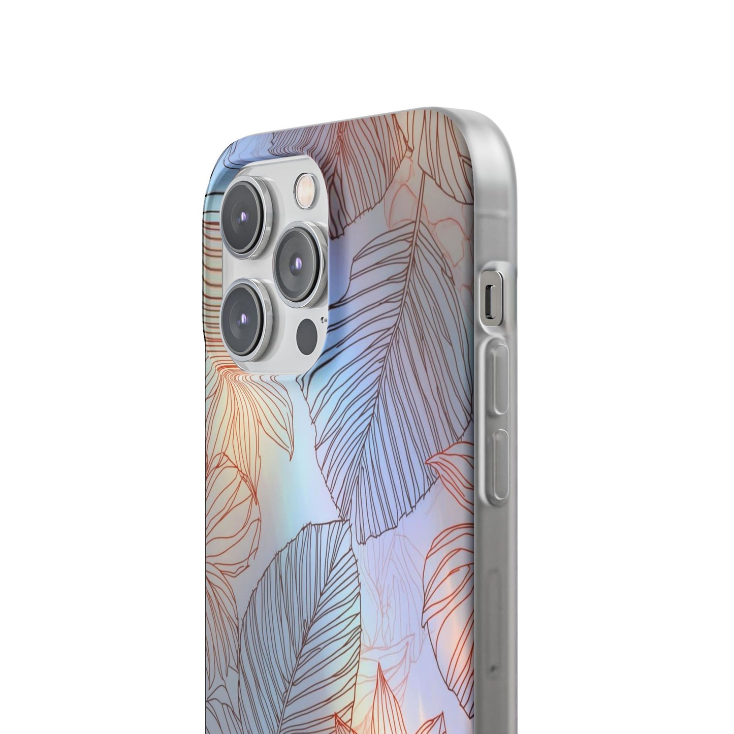 Floral Holographic Phone Case — Iridescent Leaves & Flowers Flexi Case