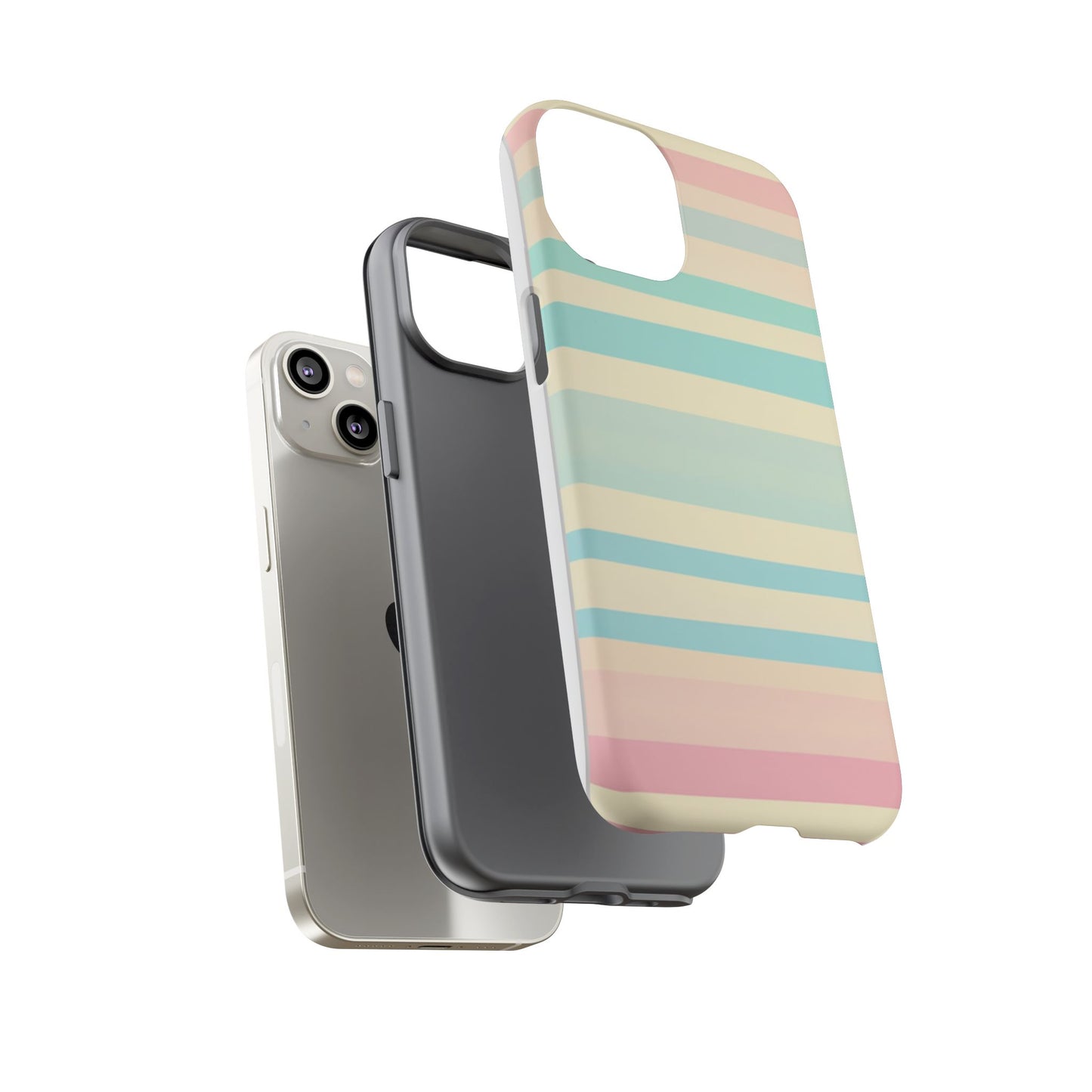 Pastel Striped Tough Phone Case – Protective Retro Rainbow Design