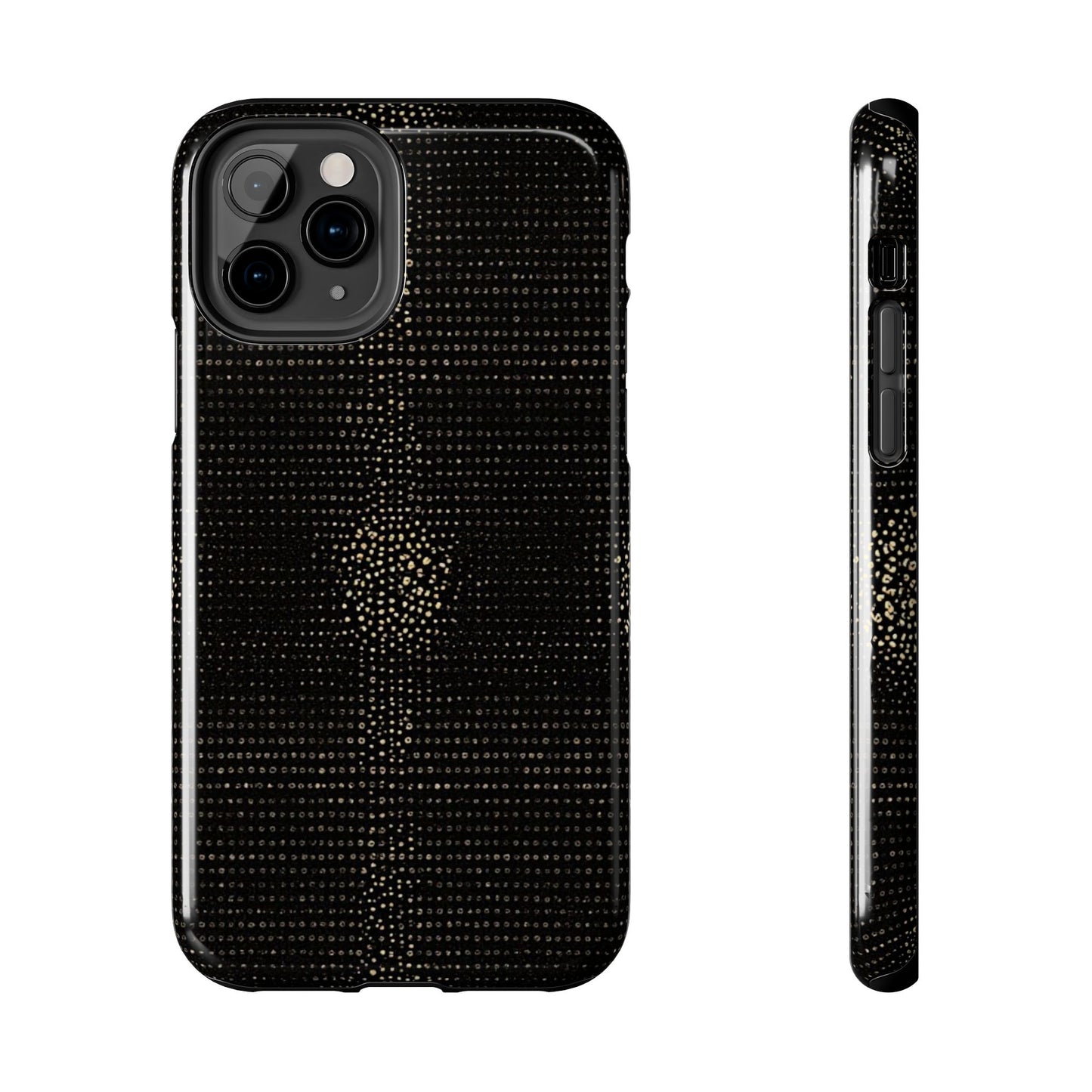 Tough Phone Case — Black Textured Metallic Dot Shield