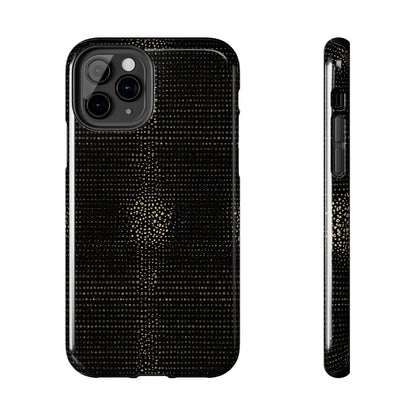 Tough Phone Case — Black Textured Metallic Dot Shield