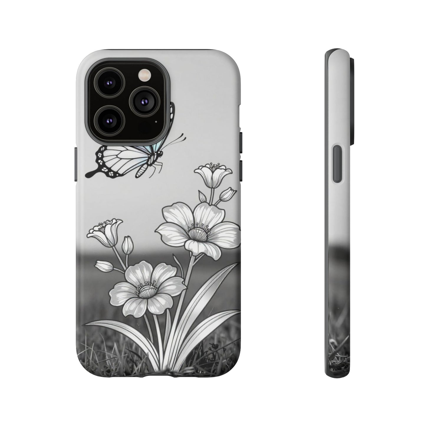 Butterfly & Wildflower Tough Phone Case — Durable Floral Phone Cover