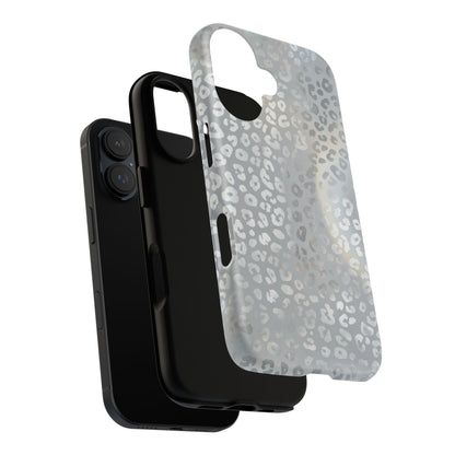 Grey Leopard Print Tough Phone Case — Durable Protective iPhone Cover