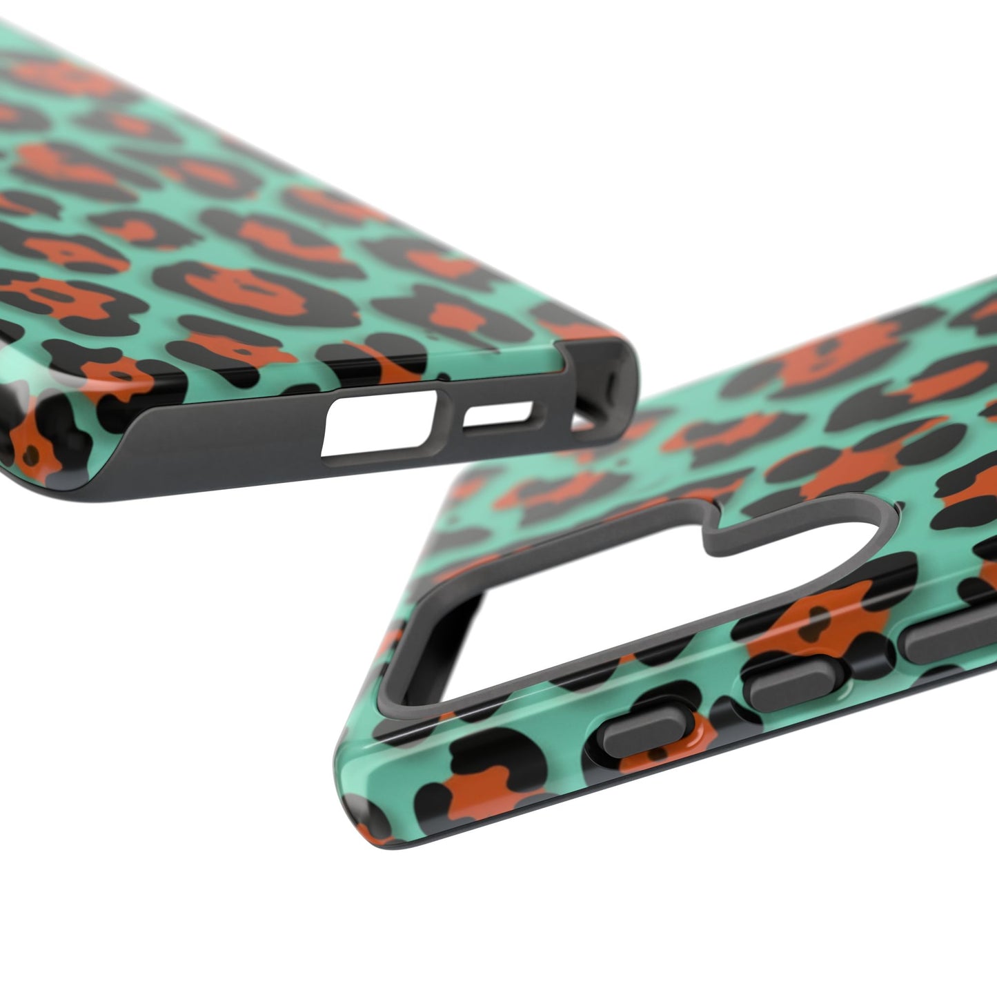 Teal & Rust Leopard Phone Case — Tough Protective Animal Print