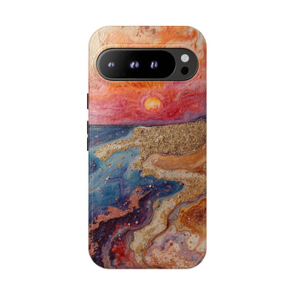 Sunset Coast Phone Case — Colorful Abstract Beach Art Tough Case