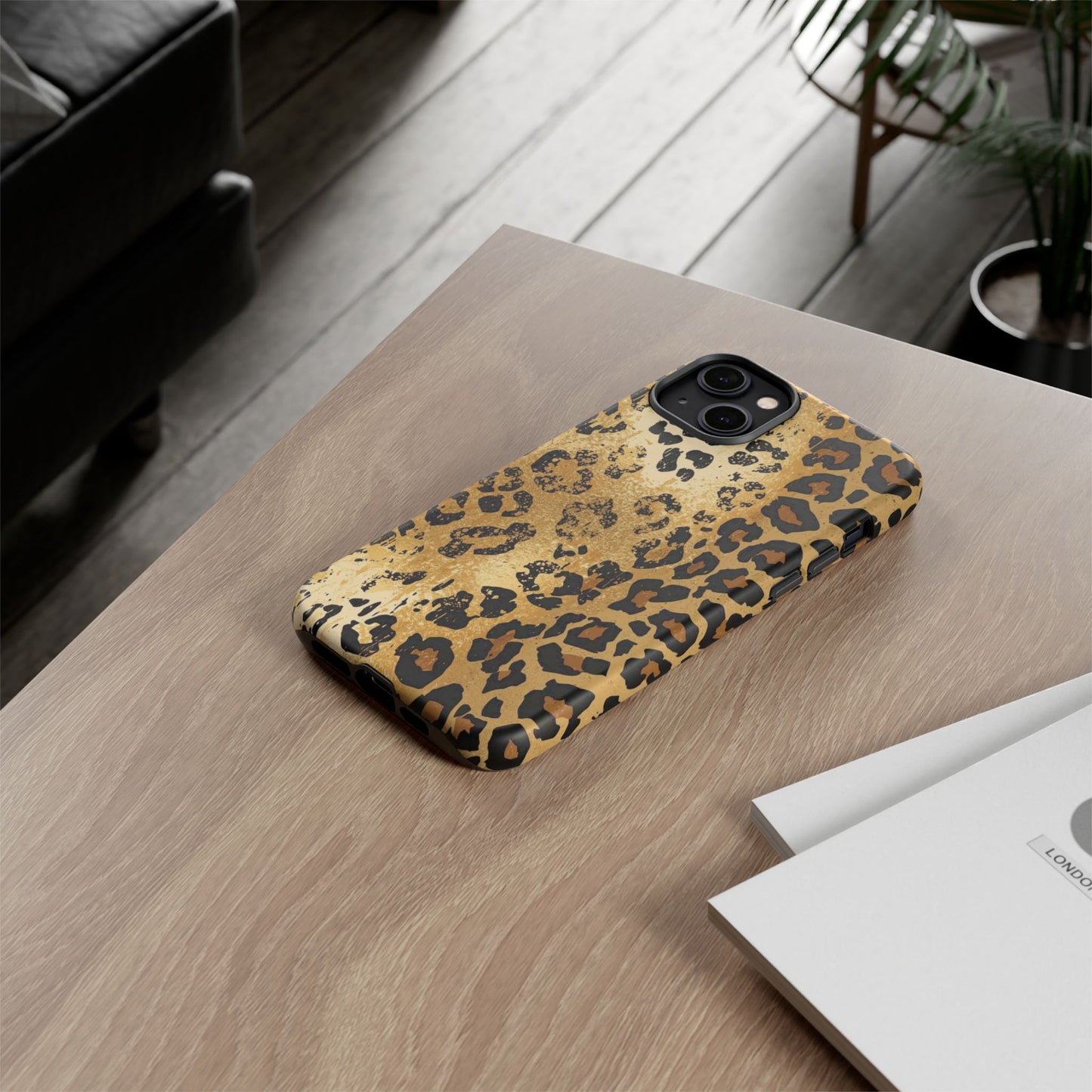 Leopard Print Tough Phone Case — Durable Protective iPhone Cover