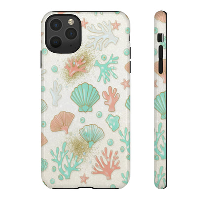 Seashell Coral Phone Case — Pastel Beach Shells Protective Tough Case