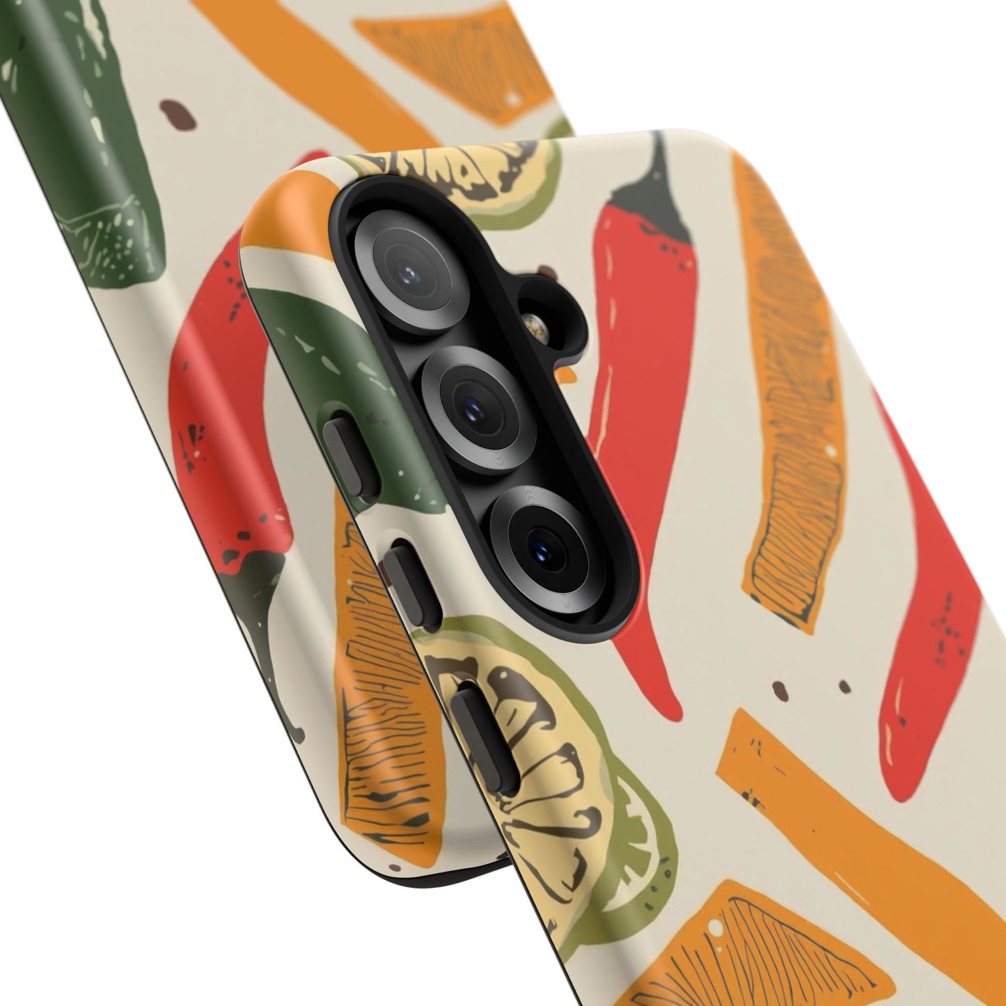 Spicy Peppers Phone Case – Colorful Chili, Lime & Citrus Pattern