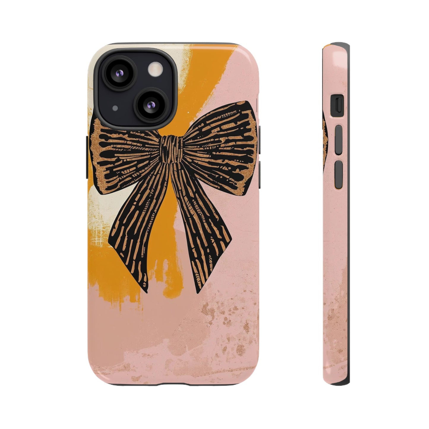Bow Brushstroke Tough Phone Case — Pink & Mustard