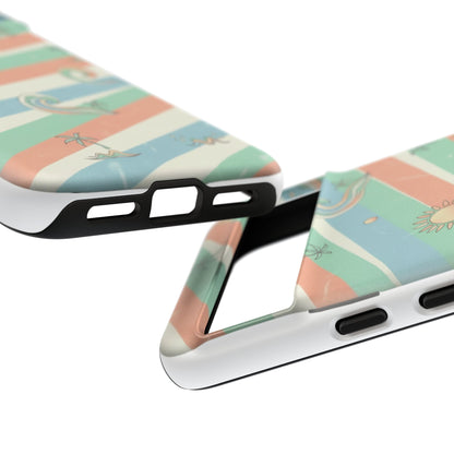 Surf Stripe Tough Phone Case — Retro Beach Waves Pattern