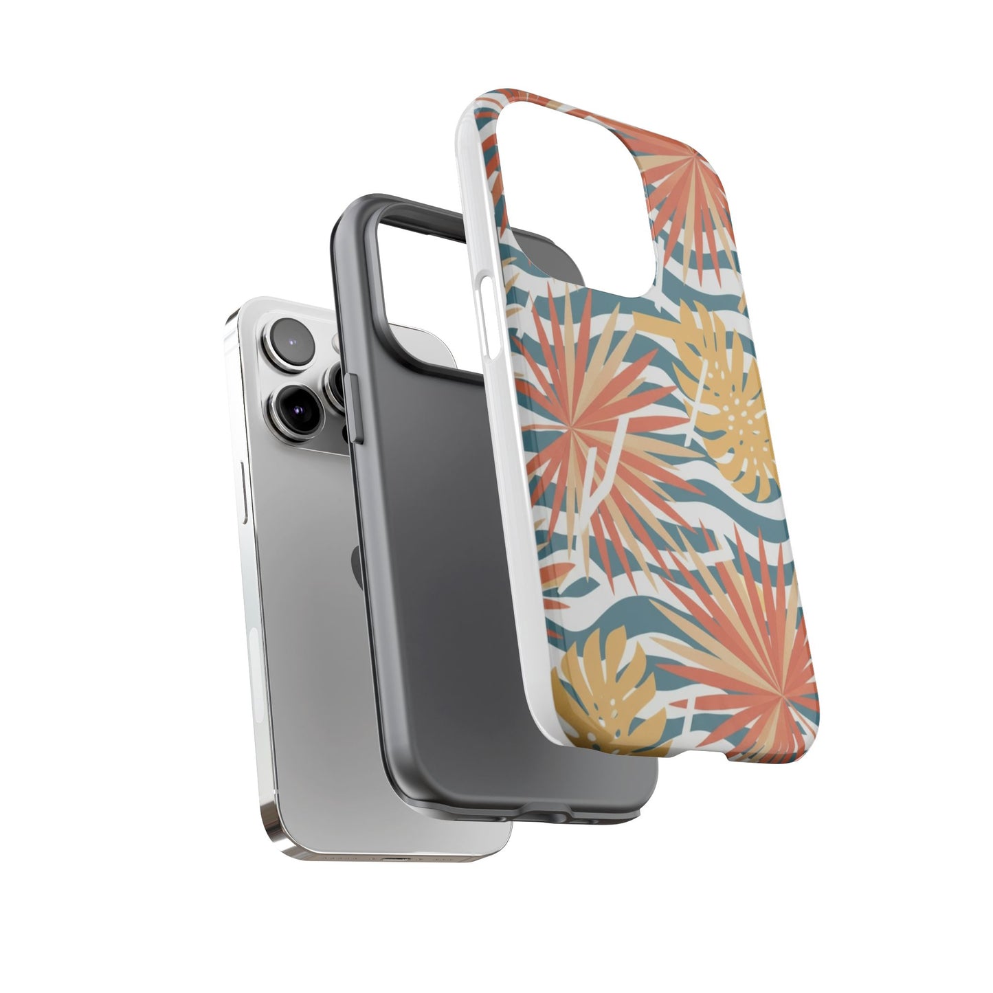 Tropical Palm Tough Phone Case – Retro Wave Floral Protective Cover
