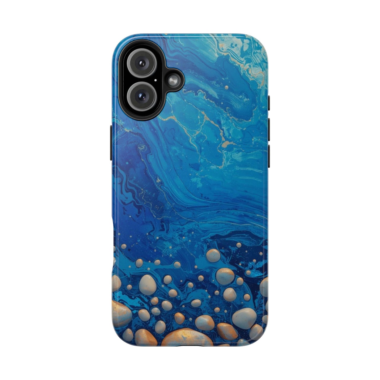 Blue Ocean Pebble Tough Phone Case — Protective Artistic Marble Design