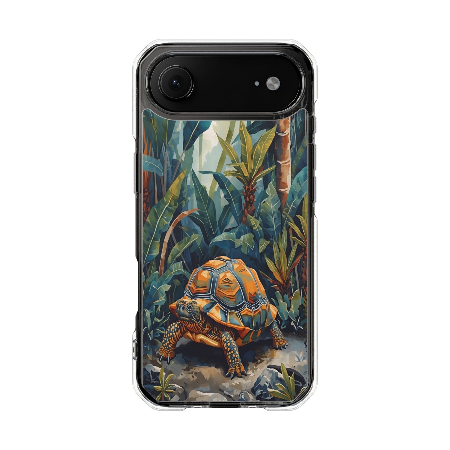 Clear Magnetic Phone Case — Tropical Turtle Art Protective Cover