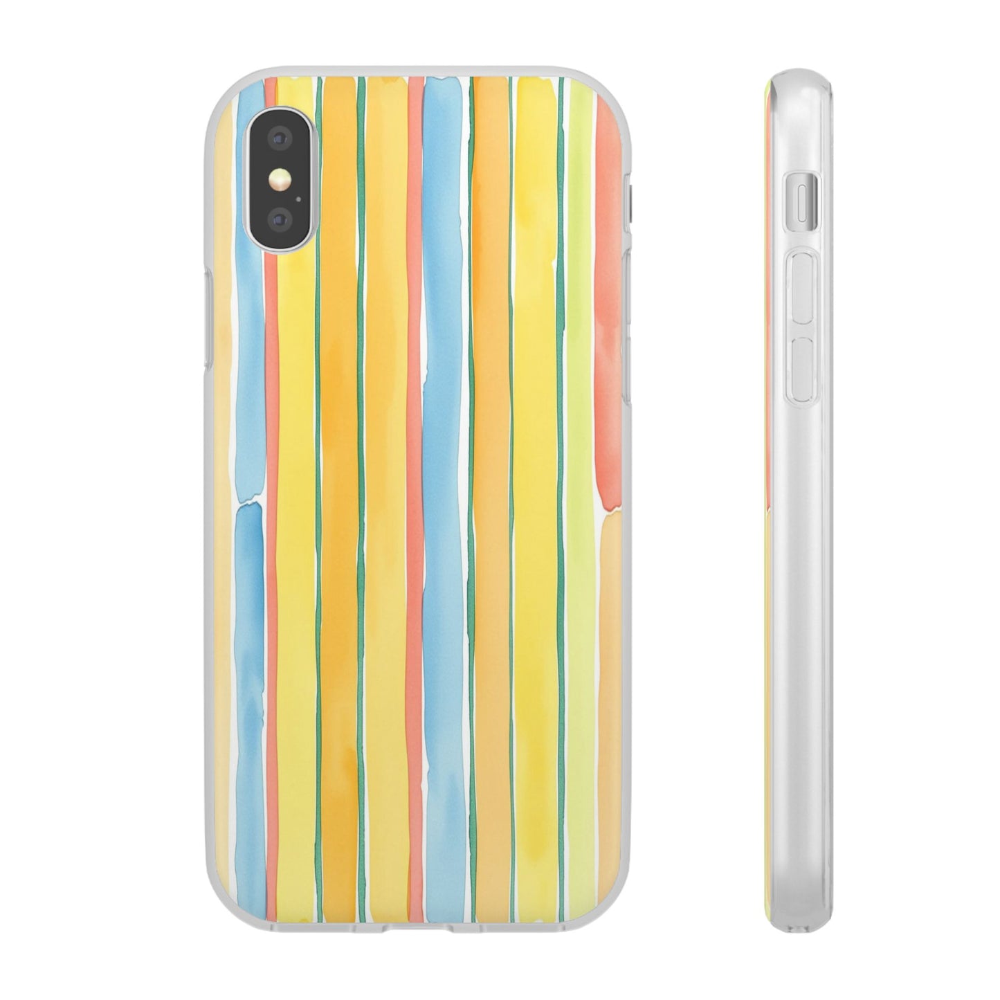 Watercolor Stripe Phone Case — Bright Pastel Vertical Stripes Protective Flexi Case
