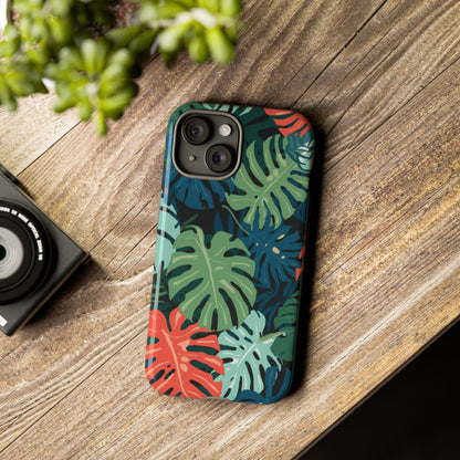 Tropical Monstera Phone Case — Colorful Leaf Protective Tough Case