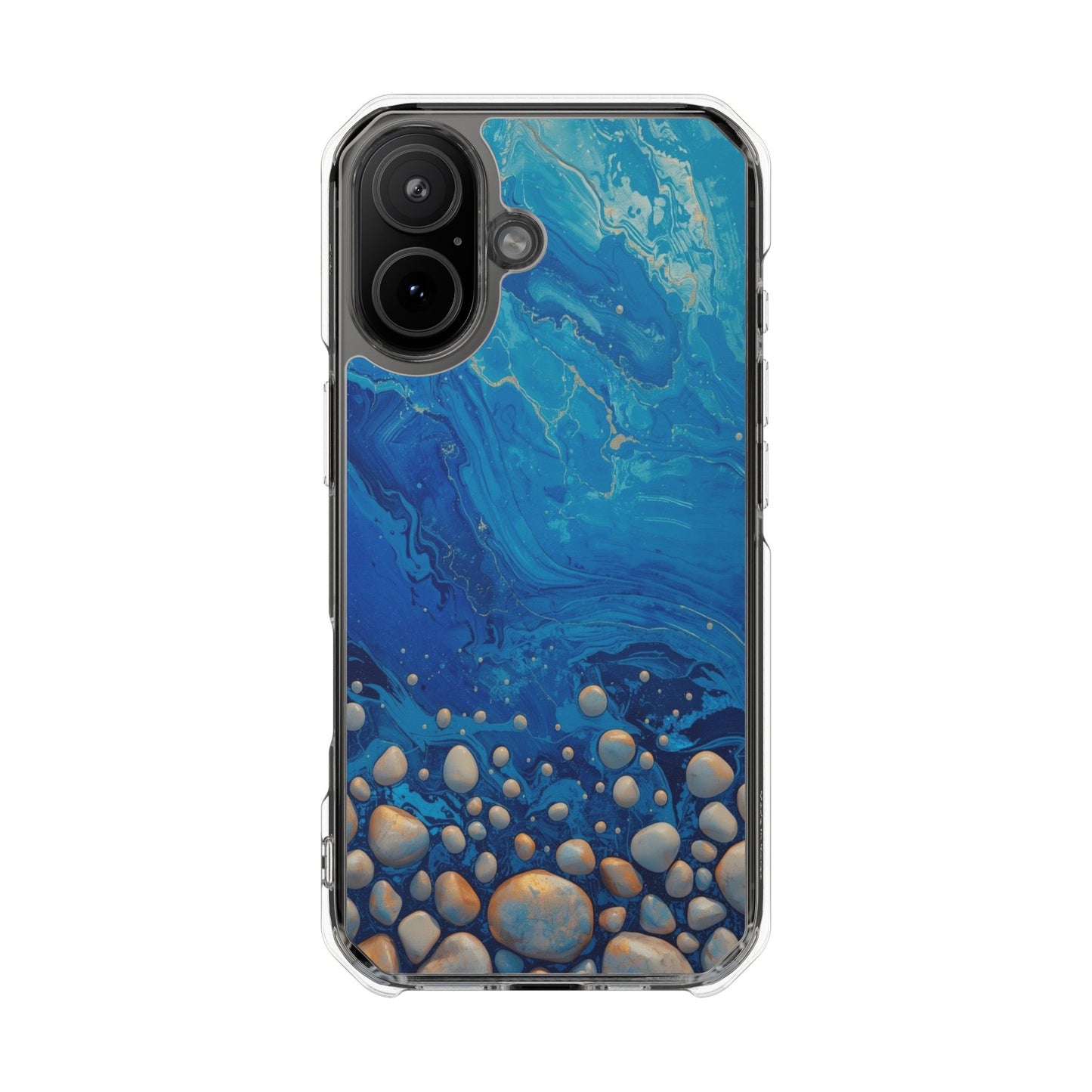 Clear Magnetic Phone Case — Blue Ocean Pebble Design