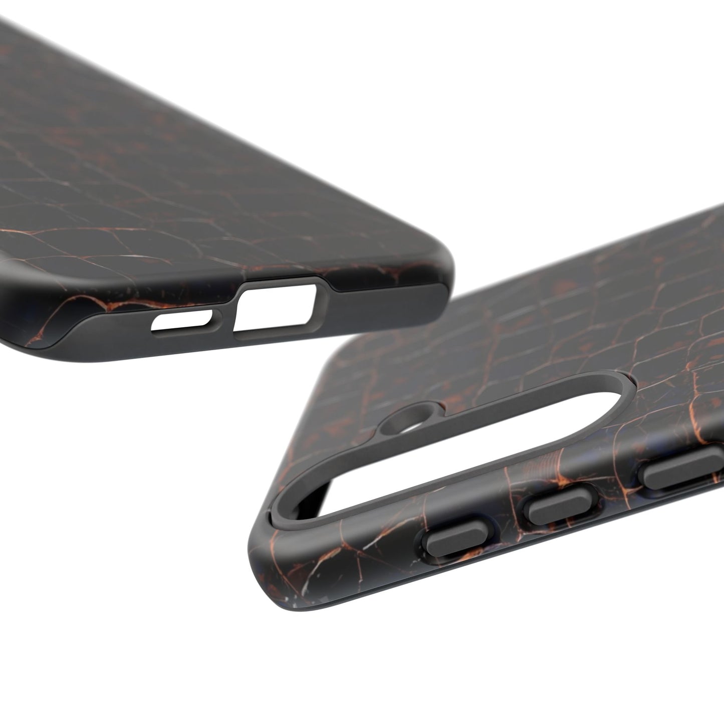 Croc-Embossed Tough Phone Case — Shockproof Black Alligator Texture