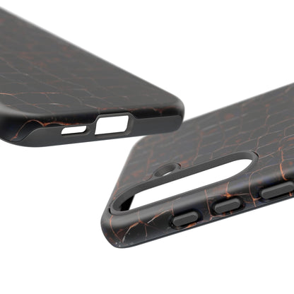 Croc-Embossed Tough Phone Case — Shockproof Black Alligator Texture