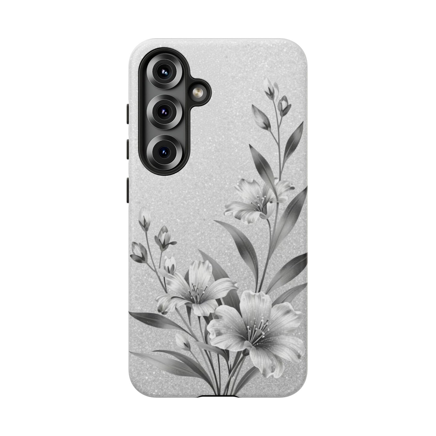 Floral Monochrome Phone Case — Elegant Black & White Lily Design
