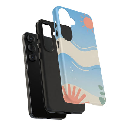 Beach Waves Tough Phone Case — Summer Sun & Seashell Protective Cover