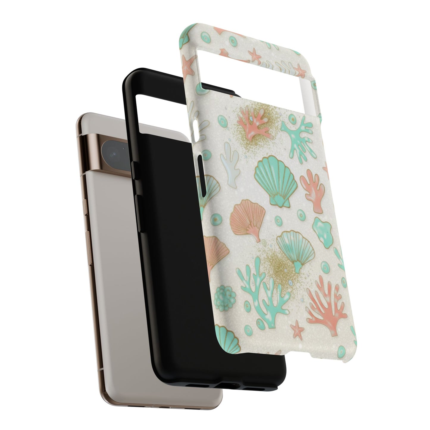 Seashell Coral Phone Case — Pastel Beach Shells Protective Tough Case