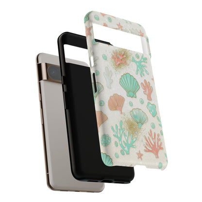 Seashell Coral Phone Case — Pastel Beach Shells Protective Tough Case
