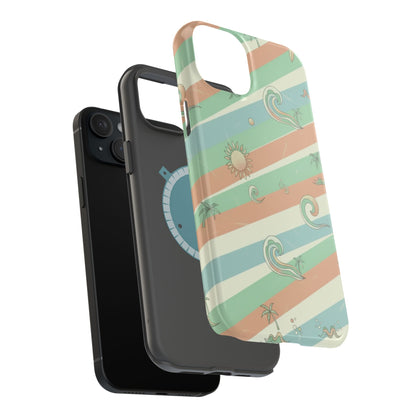 Magnetic Impact-Resistant Phone Case — Retro Surf Stripes