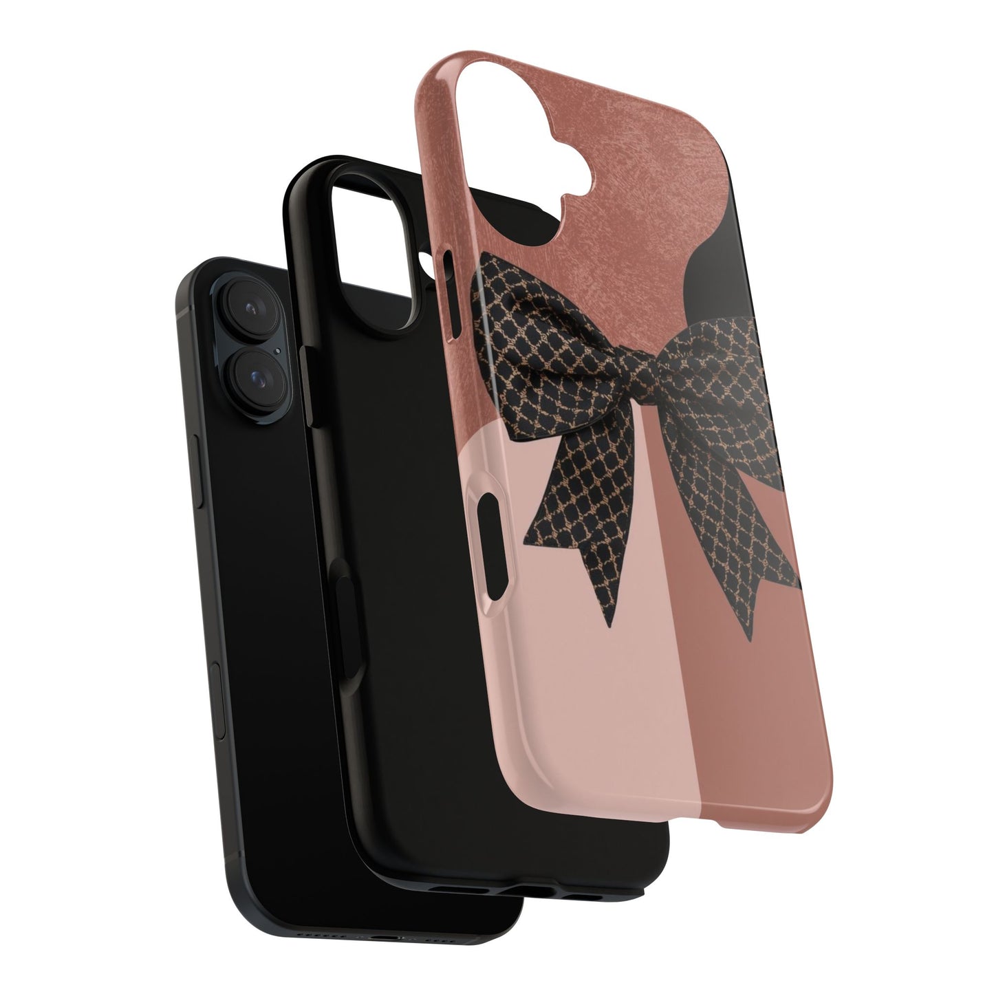 Bow Stripe Tough Phone Case – Pink Mauve Protective Cover