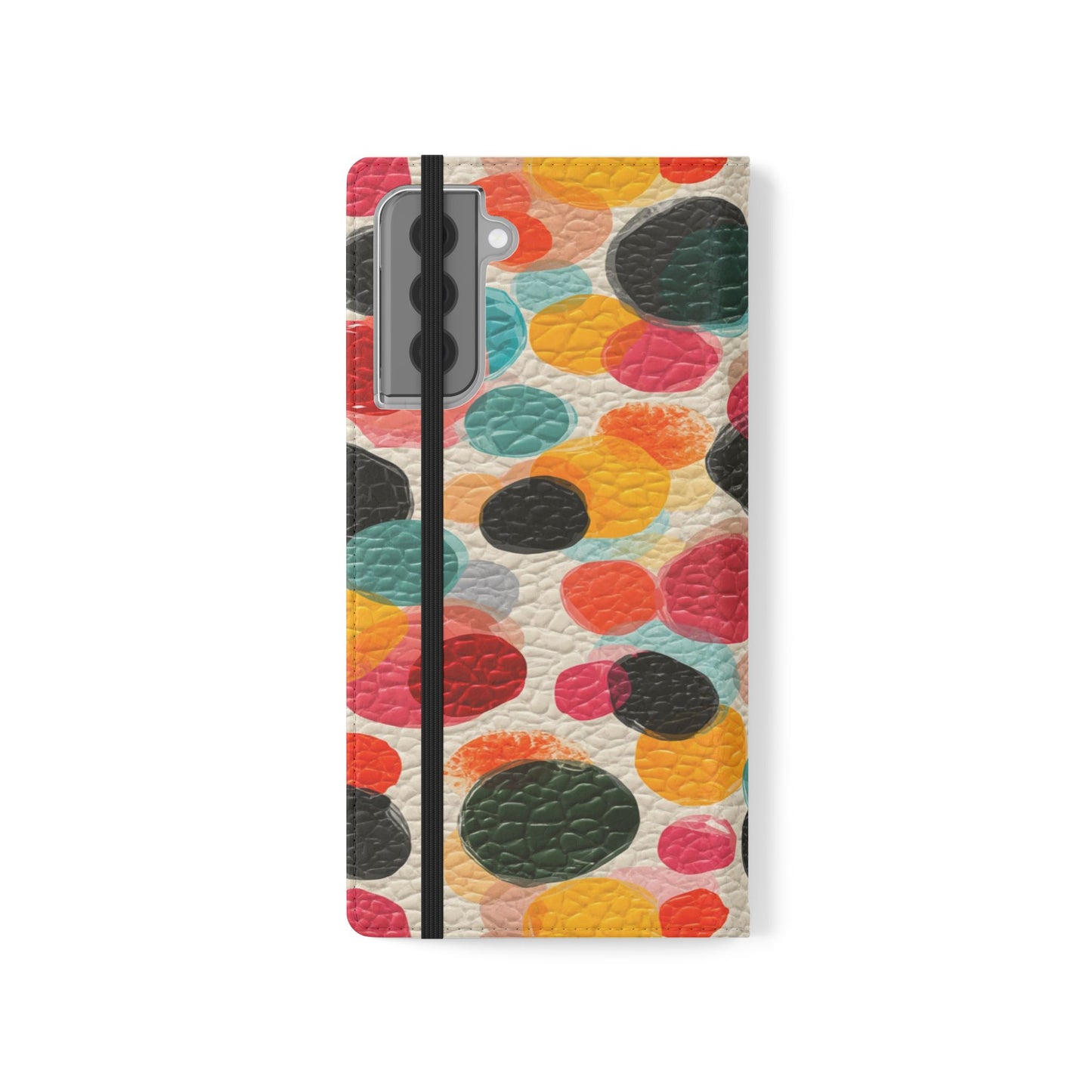 Colorful Confetti Dot Flip Phone Case — Retro Polka Wallet Cover