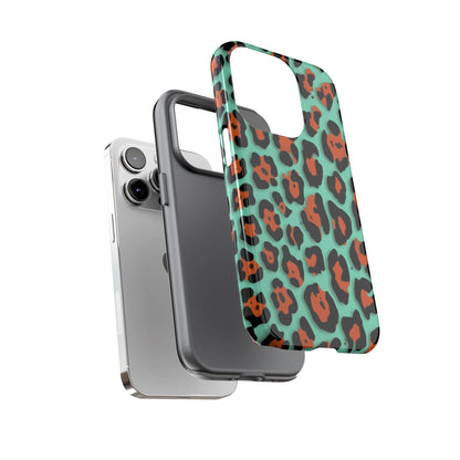 Teal & Rust Leopard Phone Case — Tough Protective Animal Print