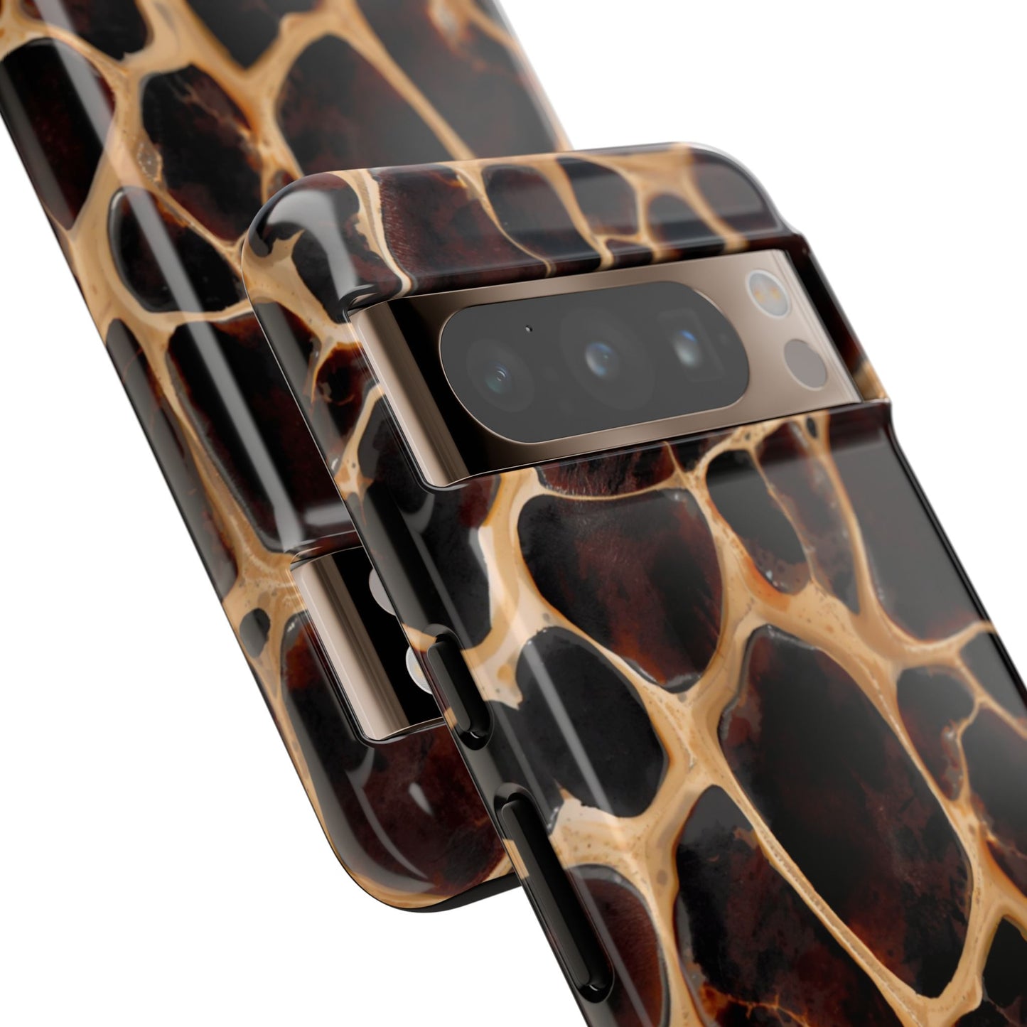 Phone Case — Brown Leather Dot Texture Rugged Protective Cover