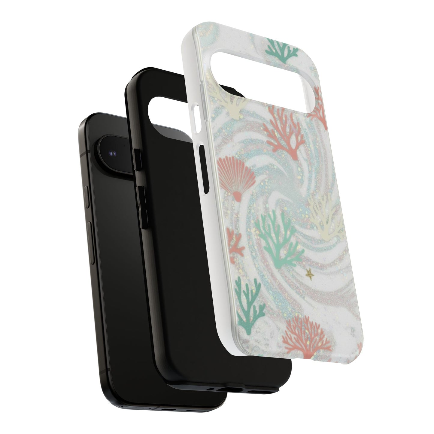 Seafoam Coral Tough Phone Case - Pastel Ocean Wave Design