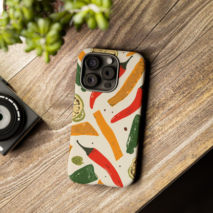 Spicy Peppers Phone Case – Colorful Chili, Lime & Citrus Pattern