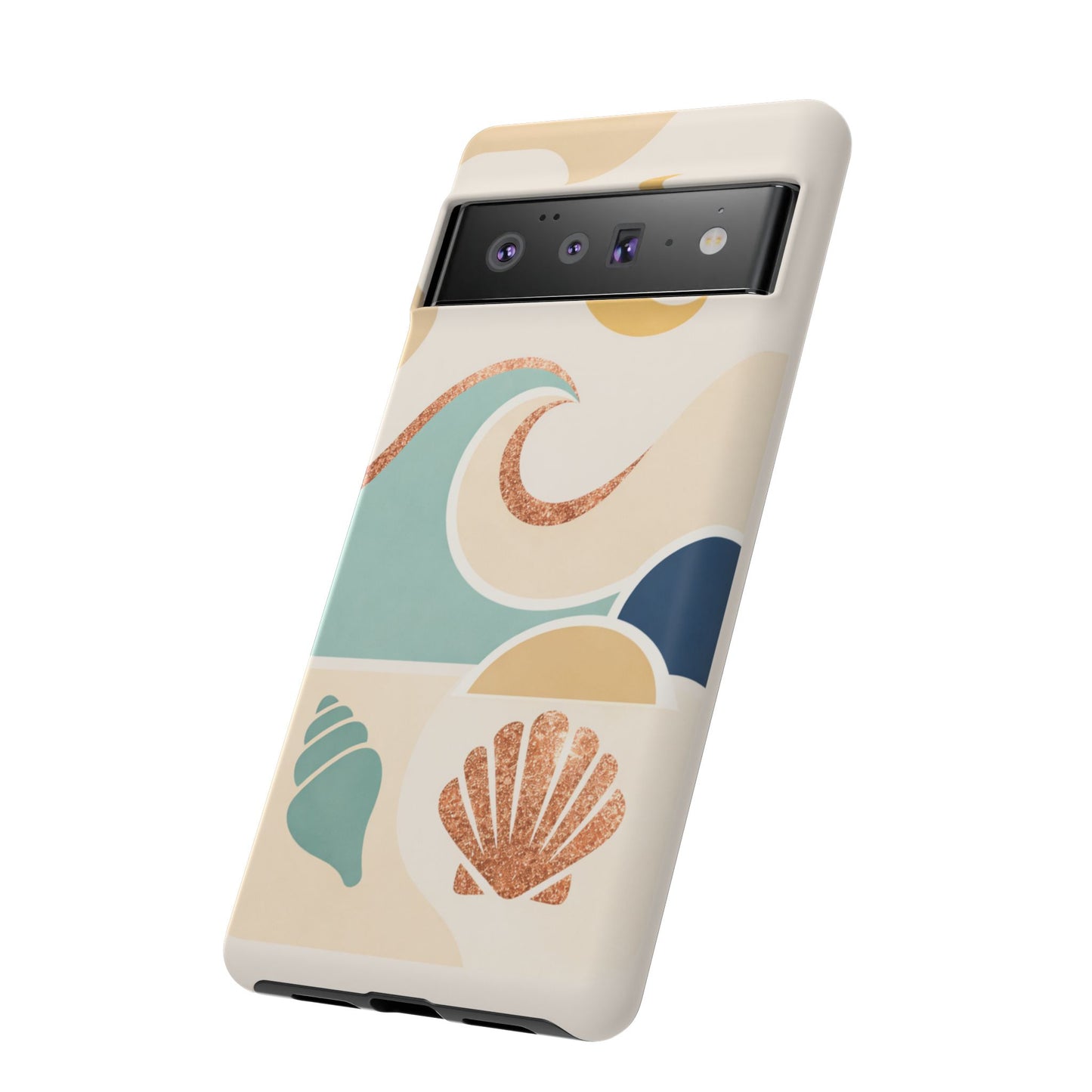 Sea Breeze Tough Phone Case — Retro Waves & Shells Design