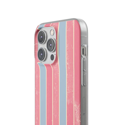 Striped Pink & Blue Phone Case — Retro Pastel Flexi Case