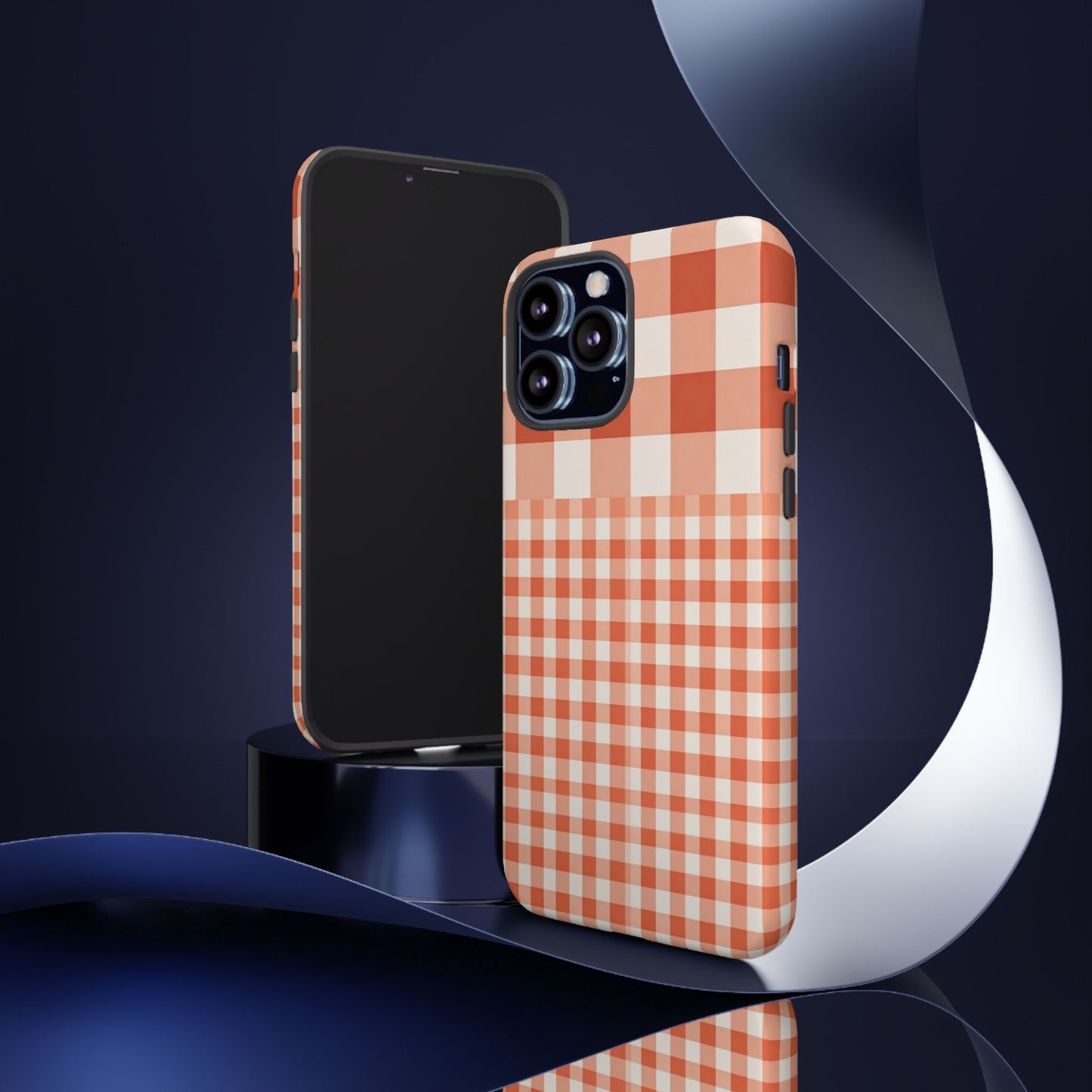 Buffalo Check Tough Phone Case — Orange Gingham Protective Cover