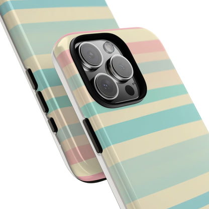 Pastel Striped Tough Phone Case – Protective Retro Rainbow Design