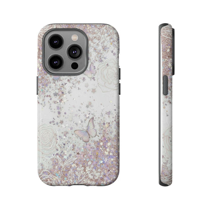 Butterfly Glitter Tough Phone Case — Floral Sparkle Protective Case