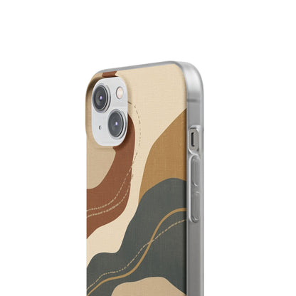 Abstract Earth Tone Phone Case — Boho Wavy Flexi Case
