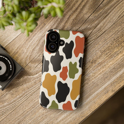 Camouflage Pattern Tough Phone Case – Retro Olive, Rust & Mustard Protective Cover
