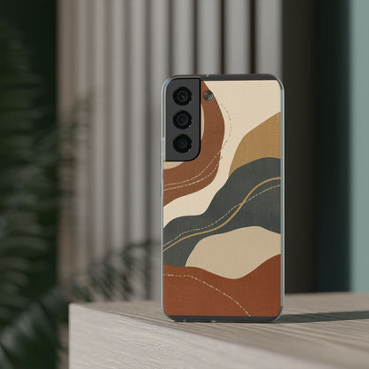 Abstract Earth Tone Phone Case — Boho Wavy Flexi Case