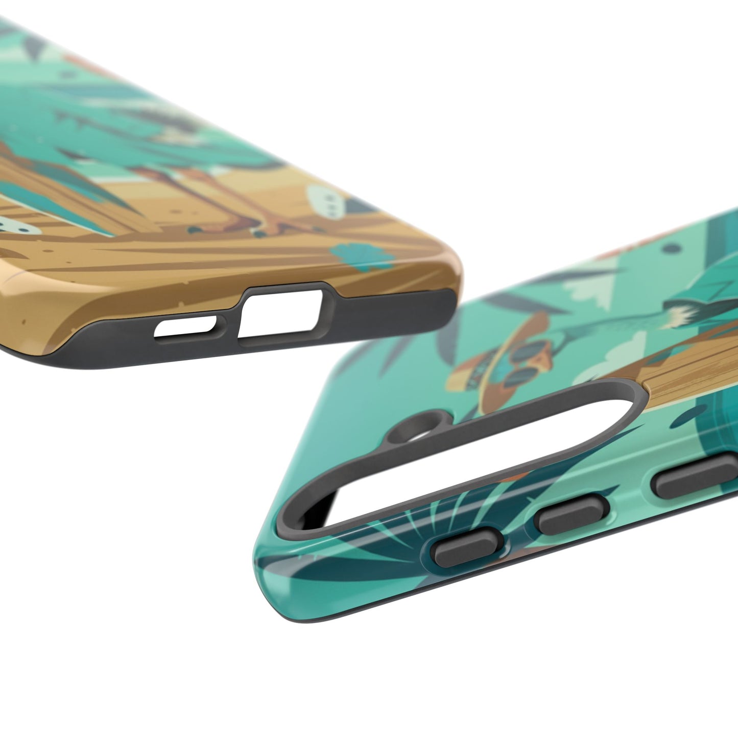 Phone Case — Retro Dressed Seagull Surfing Beach Illustration
