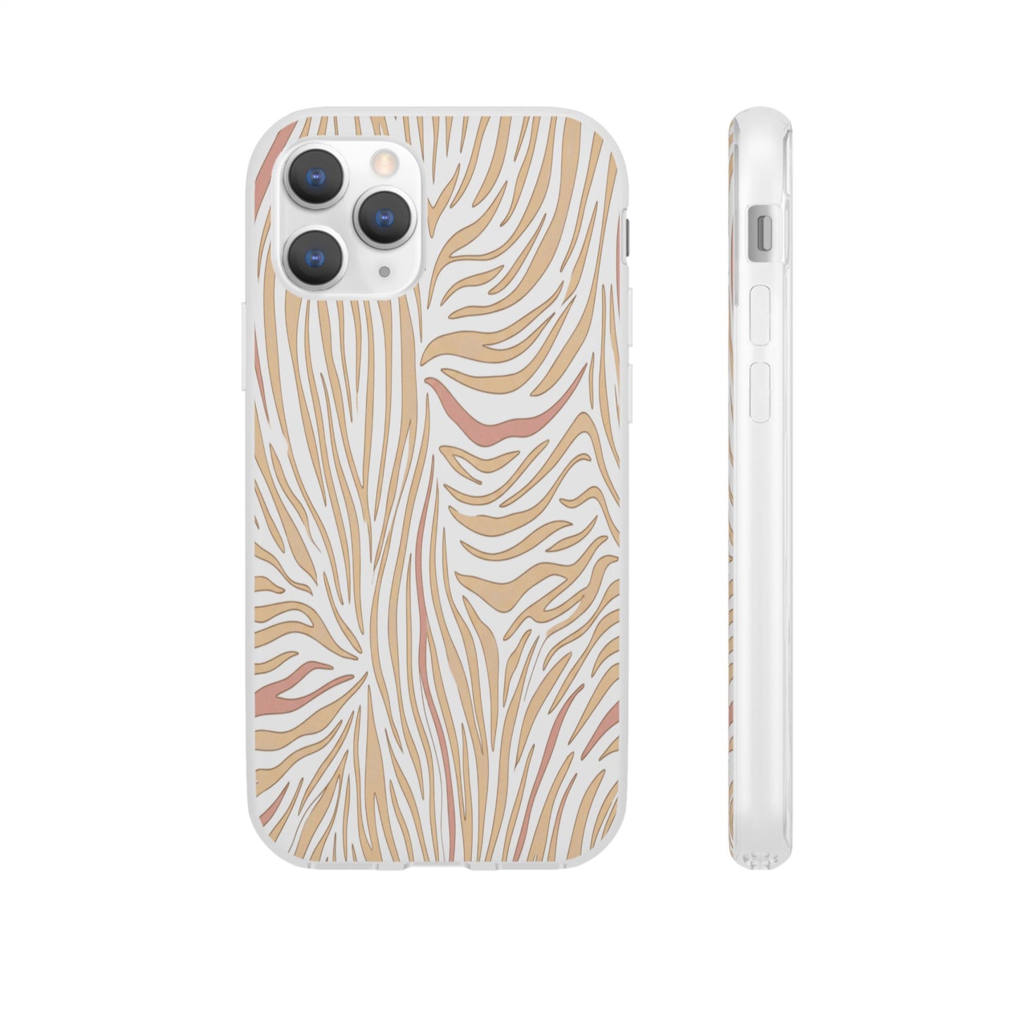 Neutral Zebra Print Flexi Case — Beige & Rose Gold Animal Pattern Phone Cover