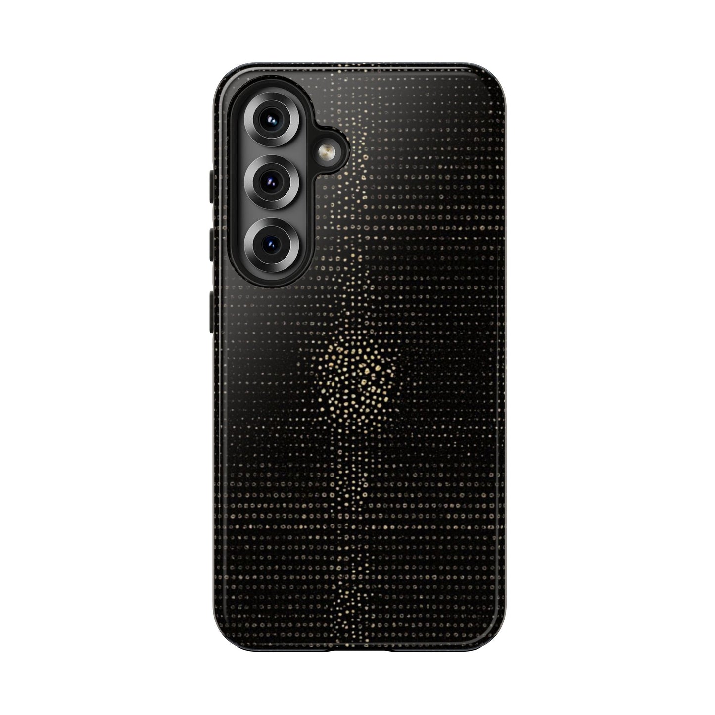 Tough Phone Case — Black Textured Metallic Dot Shield