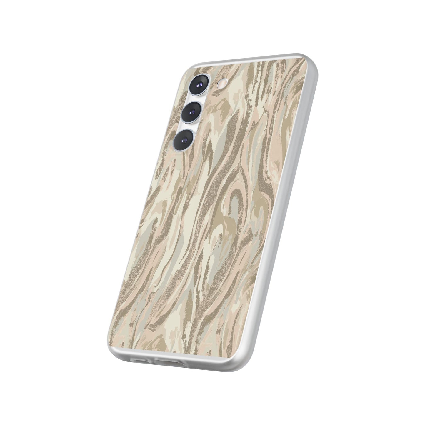 Neutral Marble Swirl Flexi Phone Case — Beige Abstract Protective Cover